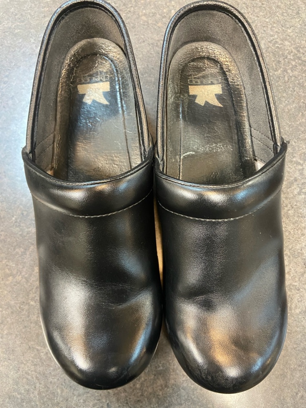 Dansko Black Leather Clogs Mule